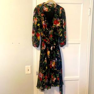Alice + Olivia Floral Print Midi Length Dress